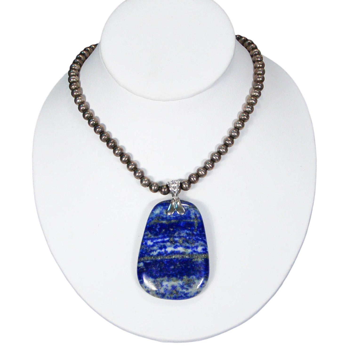 Bohemian Chic Sodalite Statement Pendant set in Sterling Silver by Sterling Silver - Vintage Meet Modern Vintage Jewelry - Chicago, Illinois - #oldhollywoodglamour #vintagemeetmodern #designervintage #jewelrybox #antiquejewelry #vintagejewelry