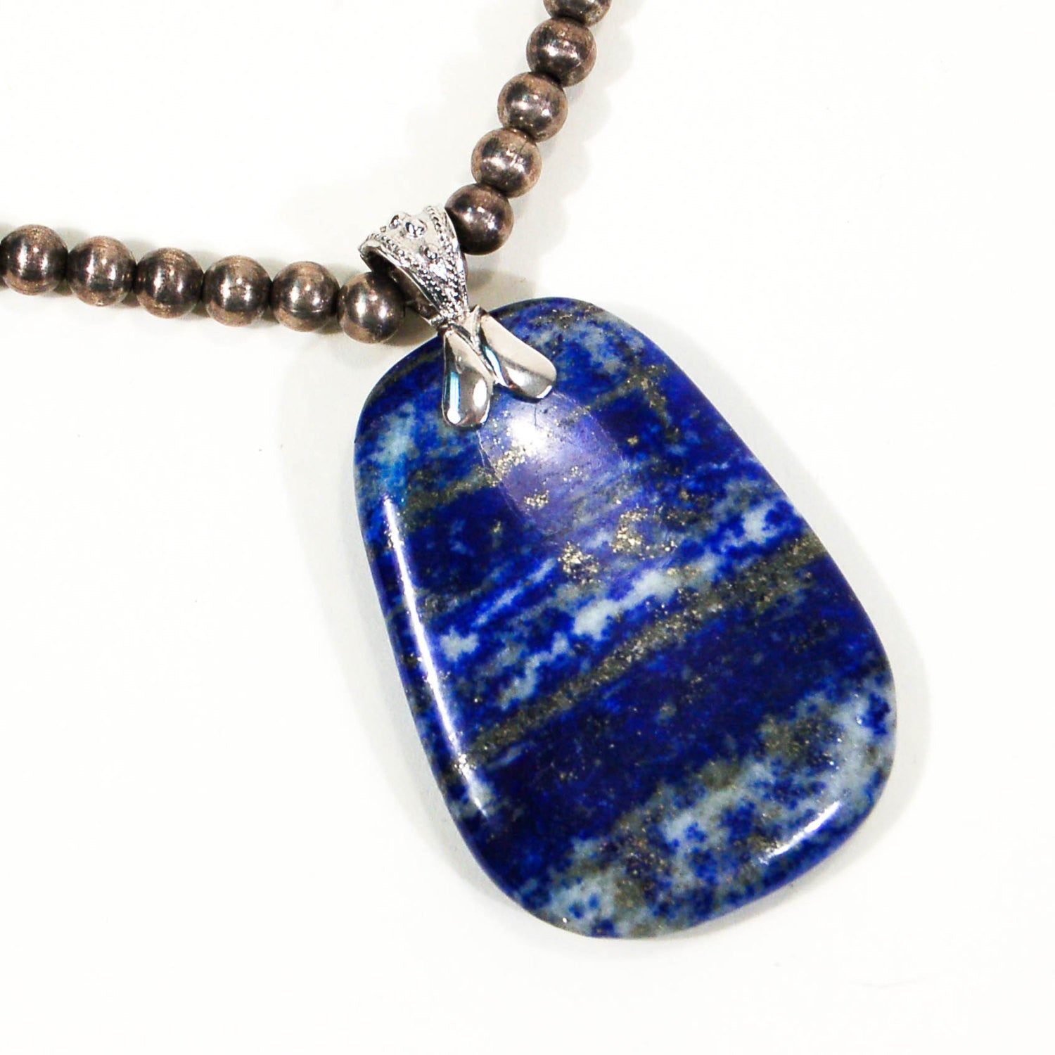 Bohemian Chic Sodalite Statement Pendant set in Sterling Silver by Sterling Silver - Vintage Meet Modern Vintage Jewelry - Chicago, Illinois - #oldhollywoodglamour #vintagemeetmodern #designervintage #jewelrybox #antiquejewelry #vintagejewelry