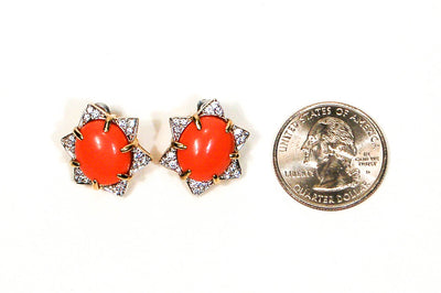 1980's Coral CZ Star Earrings by 1980s - Vintage Meet Modern Vintage Jewelry - Chicago, Illinois - #oldhollywoodglamour #vintagemeetmodern #designervintage #jewelrybox #antiquejewelry #vintagejewelry