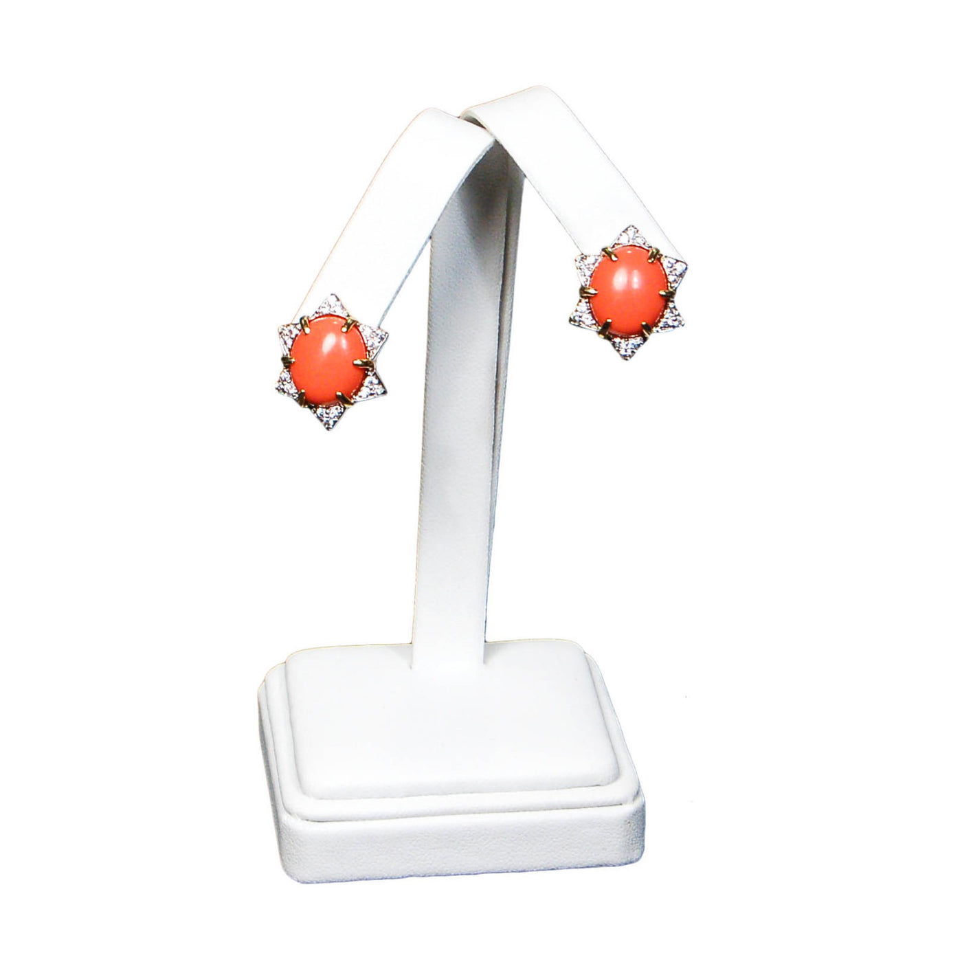 1980's Coral CZ Star Earrings