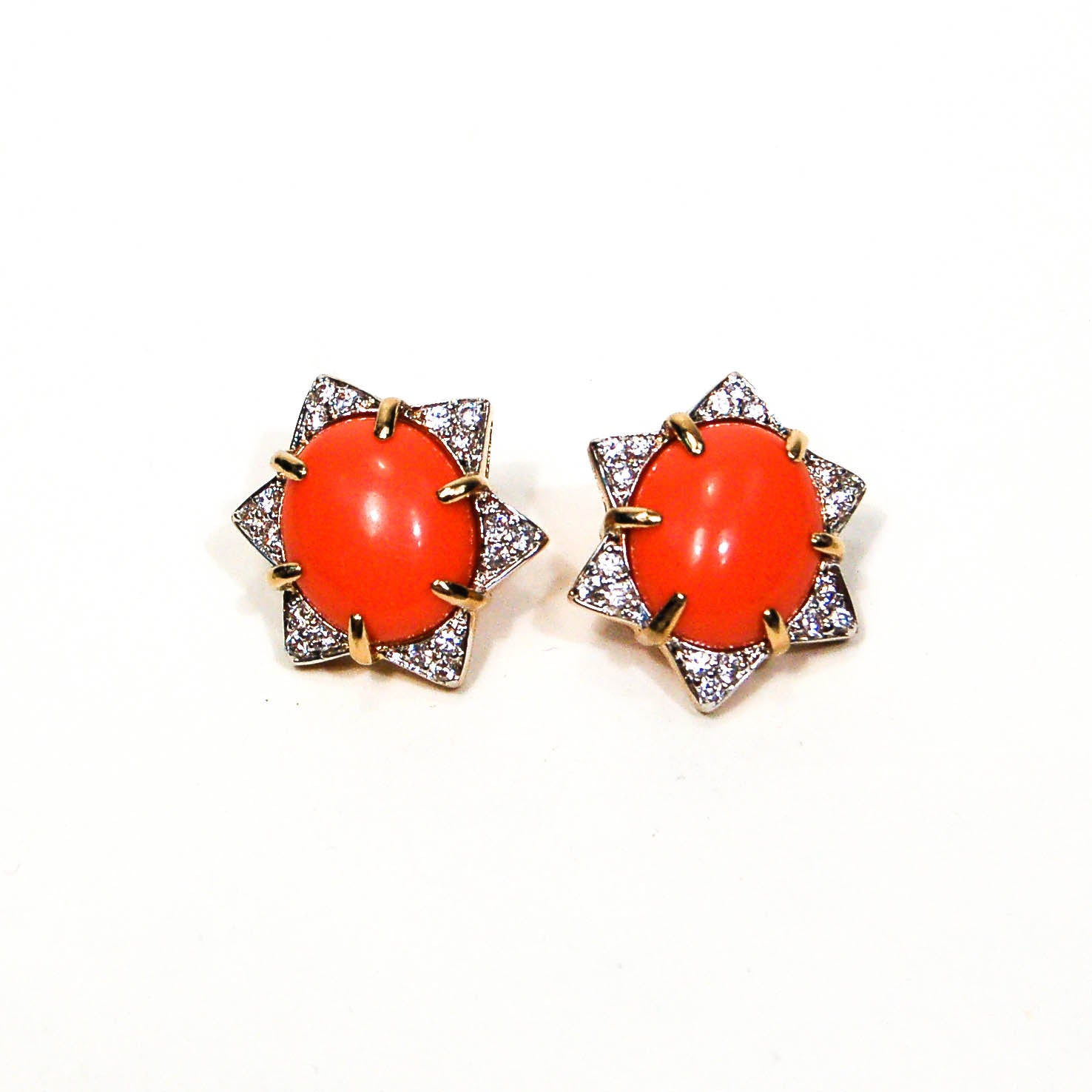 1980's Coral CZ Star Earrings by 1980s - Vintage Meet Modern Vintage Jewelry - Chicago, Illinois - #oldhollywoodglamour #vintagemeetmodern #designervintage #jewelrybox #antiquejewelry #vintagejewelry