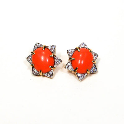 1980's Coral CZ Star Earrings by 1980s - Vintage Meet Modern Vintage Jewelry - Chicago, Illinois - #oldhollywoodglamour #vintagemeetmodern #designervintage #jewelrybox #antiquejewelry #vintagejewelry