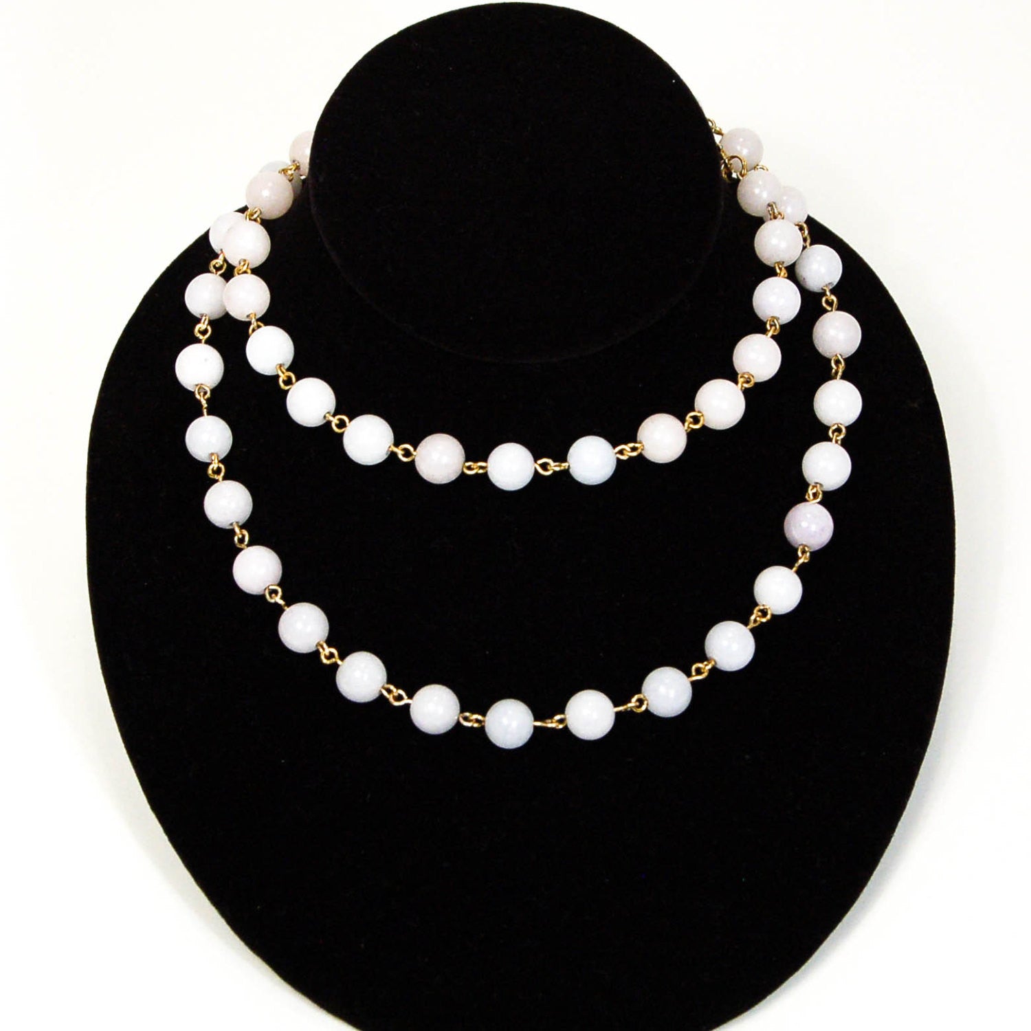 Hobe Polished Marble Bead Necklace, Mid Century Modern, Old Hollywood Glam, Vintage, Designer Jewelry by Hobe - Vintage Meet Modern Vintage Jewelry - Chicago, Illinois - #oldhollywoodglamour #vintagemeetmodern #designervintage #jewelrybox #antiquejewelry #vintagejewelry