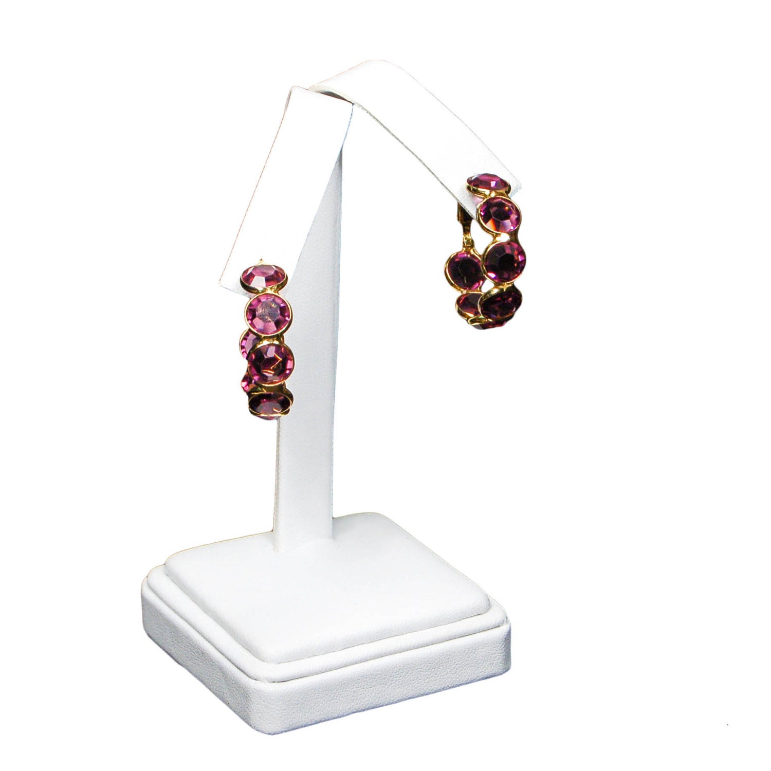 Amethyst Crystal Bezel Set Hoop Earrings by Goldette by Goldette - Vintage Meet Modern Vintage Jewelry - Chicago, Illinois - #oldhollywoodglamour #vintagemeetmodern #designervintage #jewelrybox #antiquejewelry #vintagejewelry