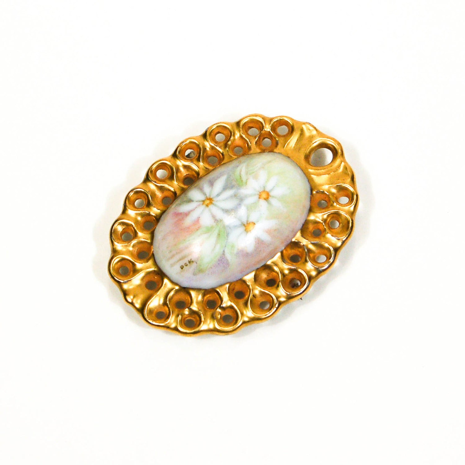 1970's Pastel Hand Painted Daisy Brooch by Don Kensinger by Don Kesinger - Vintage Meet Modern Vintage Jewelry - Chicago, Illinois - #oldhollywoodglamour #vintagemeetmodern #designervintage #jewelrybox #antiquejewelry #vintagejewelry