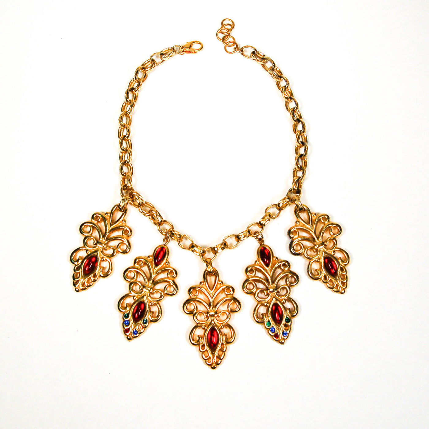 Jewel Tone Charm Statement Necklace by Escada