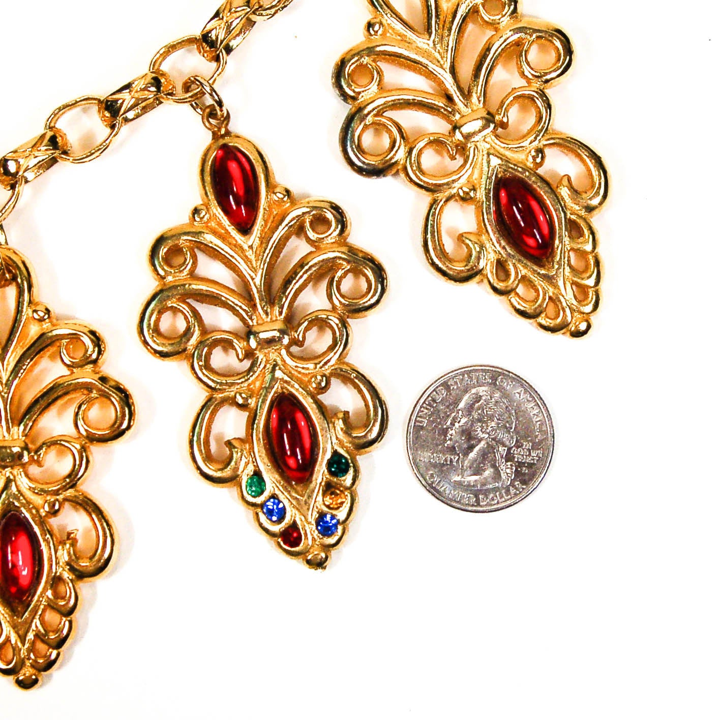 Jewel Tone Charm Statement Necklace by Escada by Escada - Vintage Meet Modern Vintage Jewelry - Chicago, Illinois - #oldhollywoodglamour #vintagemeetmodern #designervintage #jewelrybox #antiquejewelry #vintagejewelry