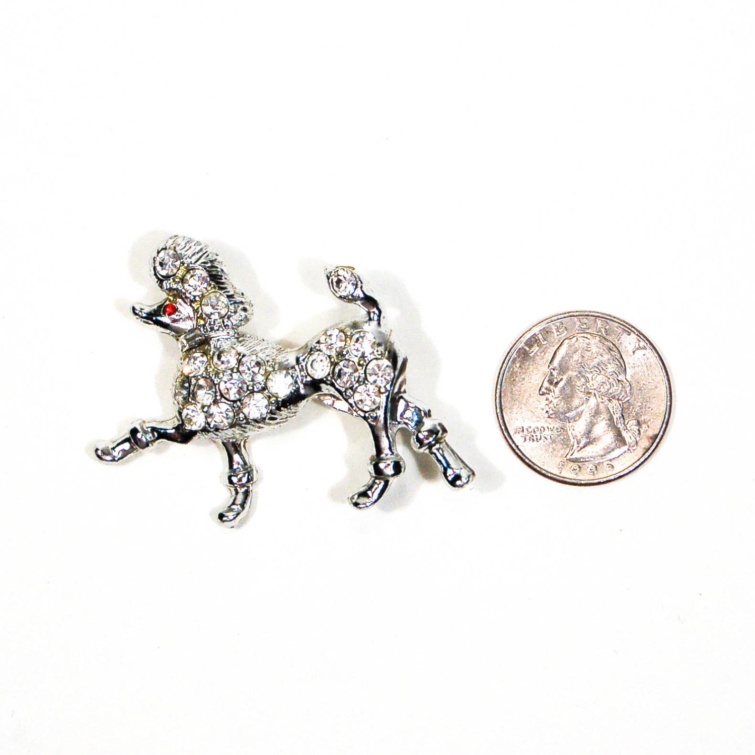 Rhinestone Poodle Brooch by Unsigned Beauty - Vintage Meet Modern Vintage Jewelry - Chicago, Illinois - #oldhollywoodglamour #vintagemeetmodern #designervintage #jewelrybox #antiquejewelry #vintagejewelry