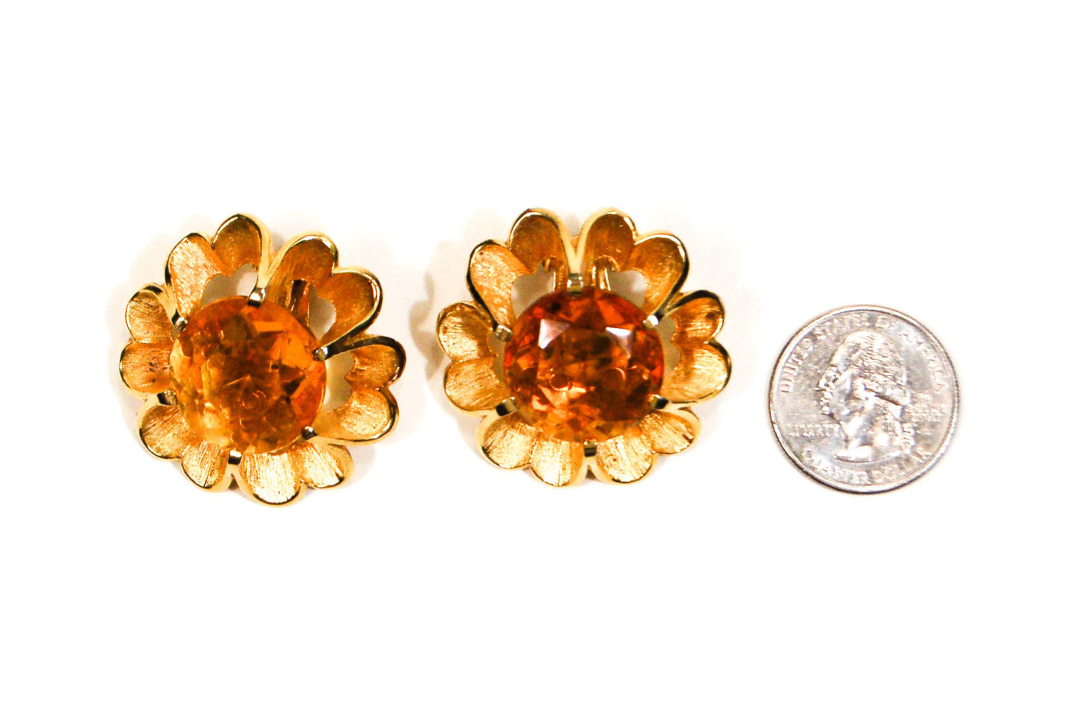 1960's Amber Flower Earrings by Judy Lee by Judy Lee - Vintage Meet Modern Vintage Jewelry - Chicago, Illinois - #oldhollywoodglamour #vintagemeetmodern #designervintage #jewelrybox #antiquejewelry #vintagejewelry