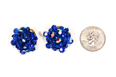 Swarovski Blue Aurora Borealis Earrings by Swarovski - Vintage Meet Modern Vintage Jewelry - Chicago, Illinois - #oldhollywoodglamour #vintagemeetmodern #designervintage #jewelrybox #antiquejewelry #vintagejewelry