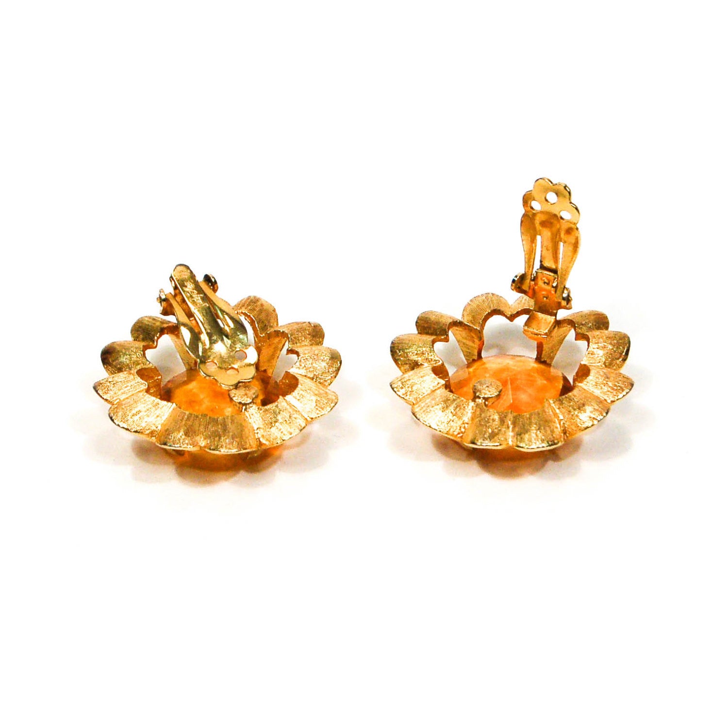 1960's Amber Flower Earrings by Judy Lee by Judy Lee - Vintage Meet Modern Vintage Jewelry - Chicago, Illinois - #oldhollywoodglamour #vintagemeetmodern #designervintage #jewelrybox #antiquejewelry #vintagejewelry