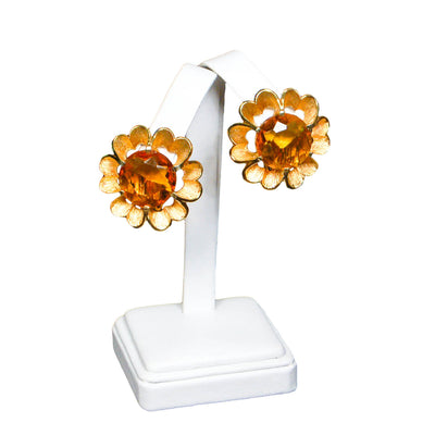 1960's Amber Flower Earrings by Judy Lee by Judy Lee - Vintage Meet Modern Vintage Jewelry - Chicago, Illinois - #oldhollywoodglamour #vintagemeetmodern #designervintage #jewelrybox #antiquejewelry #vintagejewelry