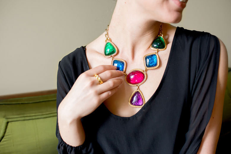 Jewel Tone Statement Necklace by KJL for Avon Caprianti