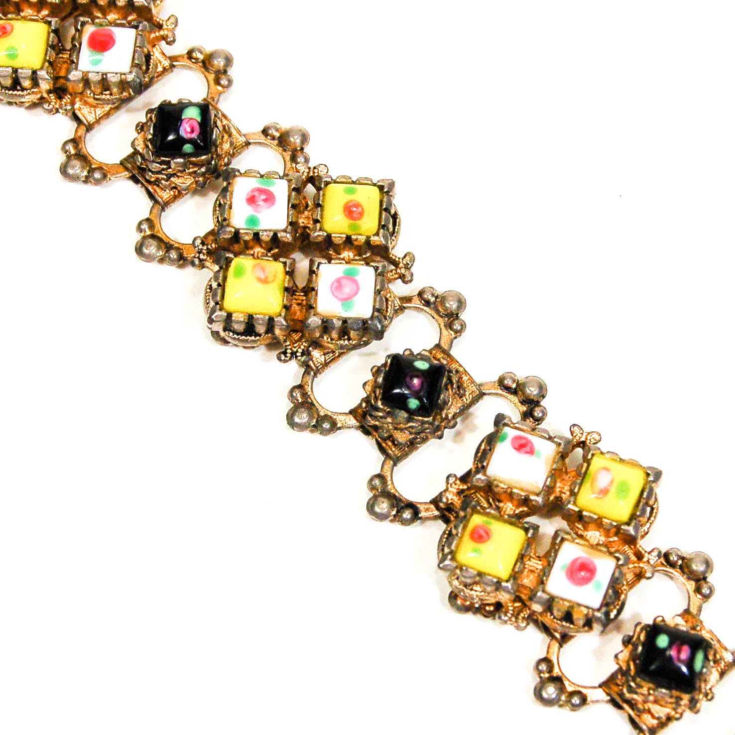 1950's Colorful Bracelet with Venetian Glass by 1950's - Vintage Meet Modern Vintage Jewelry - Chicago, Illinois - #oldhollywoodglamour #vintagemeetmodern #designervintage #jewelrybox #antiquejewelry #vintagejewelry