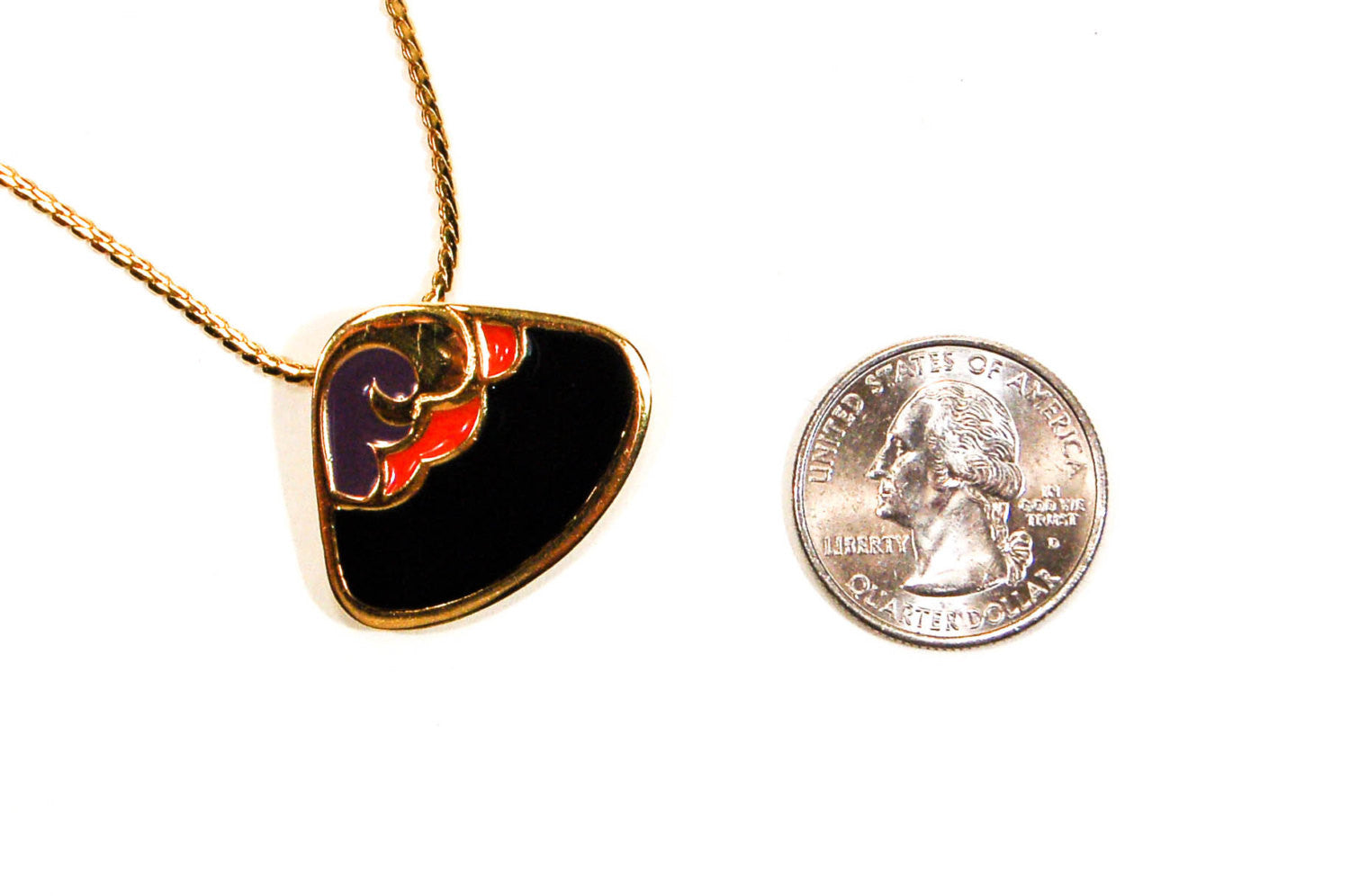 Triangular Black Purple and Coral Abstract Necklace by Givenchy by Givenchy - Vintage Meet Modern Vintage Jewelry - Chicago, Illinois - #oldhollywoodglamour #vintagemeetmodern #designervintage #jewelrybox #antiquejewelry #vintagejewelry
