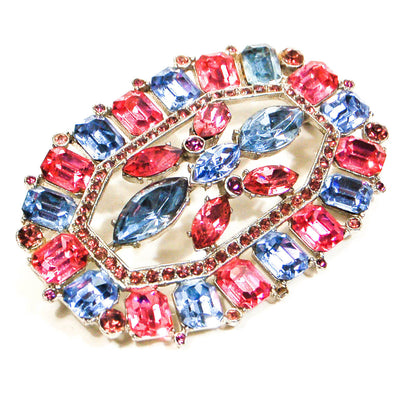 1940's Art Deco Blue and Pink Rhinestone Brooch by 1940's - Vintage Meet Modern Vintage Jewelry - Chicago, Illinois - #oldhollywoodglamour #vintagemeetmodern #designervintage #jewelrybox #antiquejewelry #vintagejewelry