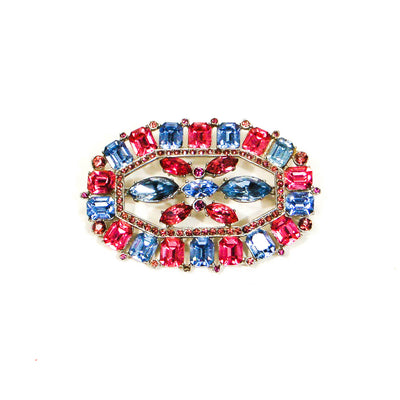 1940's Art Deco Blue and Pink Rhinestone Brooch by 1940's - Vintage Meet Modern Vintage Jewelry - Chicago, Illinois - #oldhollywoodglamour #vintagemeetmodern #designervintage #jewelrybox #antiquejewelry #vintagejewelry