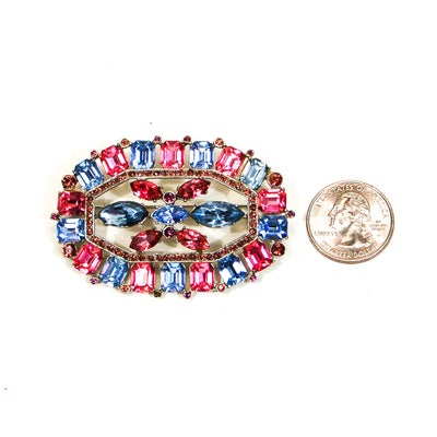 1940's Art Deco Blue and Pink Rhinestone Brooch by 1940's - Vintage Meet Modern Vintage Jewelry - Chicago, Illinois - #oldhollywoodglamour #vintagemeetmodern #designervintage #jewelrybox #antiquejewelry #vintagejewelry