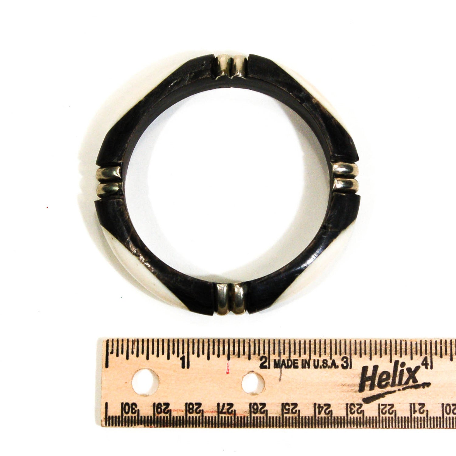 1970's Wood and Bone Bangle Bracelet by 1970's - Vintage Meet Modern Vintage Jewelry - Chicago, Illinois - #oldhollywoodglamour #vintagemeetmodern #designervintage #jewelrybox #antiquejewelry #vintagejewelry