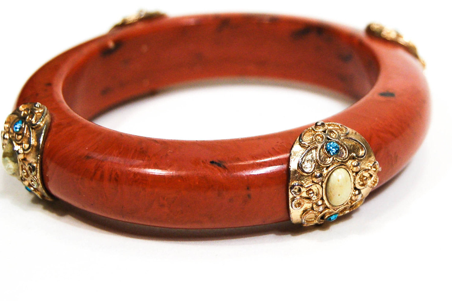 Burnt Orange Lucite Bangle Bracelet by 1970's - Vintage Meet Modern Vintage Jewelry - Chicago, Illinois - #oldhollywoodglamour #vintagemeetmodern #designervintage #jewelrybox #antiquejewelry #vintagejewelry