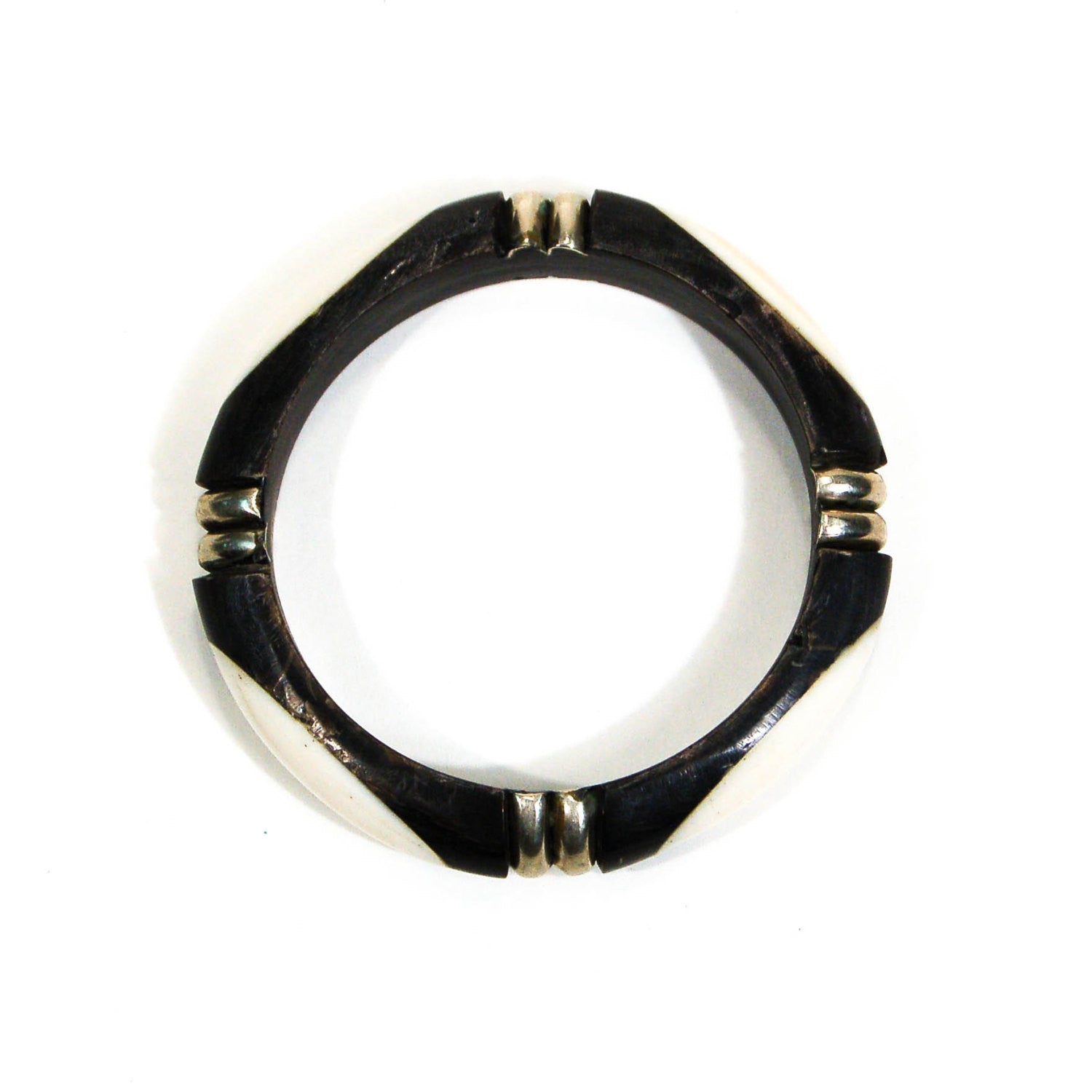 1970's Wood and Bone Bangle Bracelet by 1970's - Vintage Meet Modern Vintage Jewelry - Chicago, Illinois - #oldhollywoodglamour #vintagemeetmodern #designervintage #jewelrybox #antiquejewelry #vintagejewelry