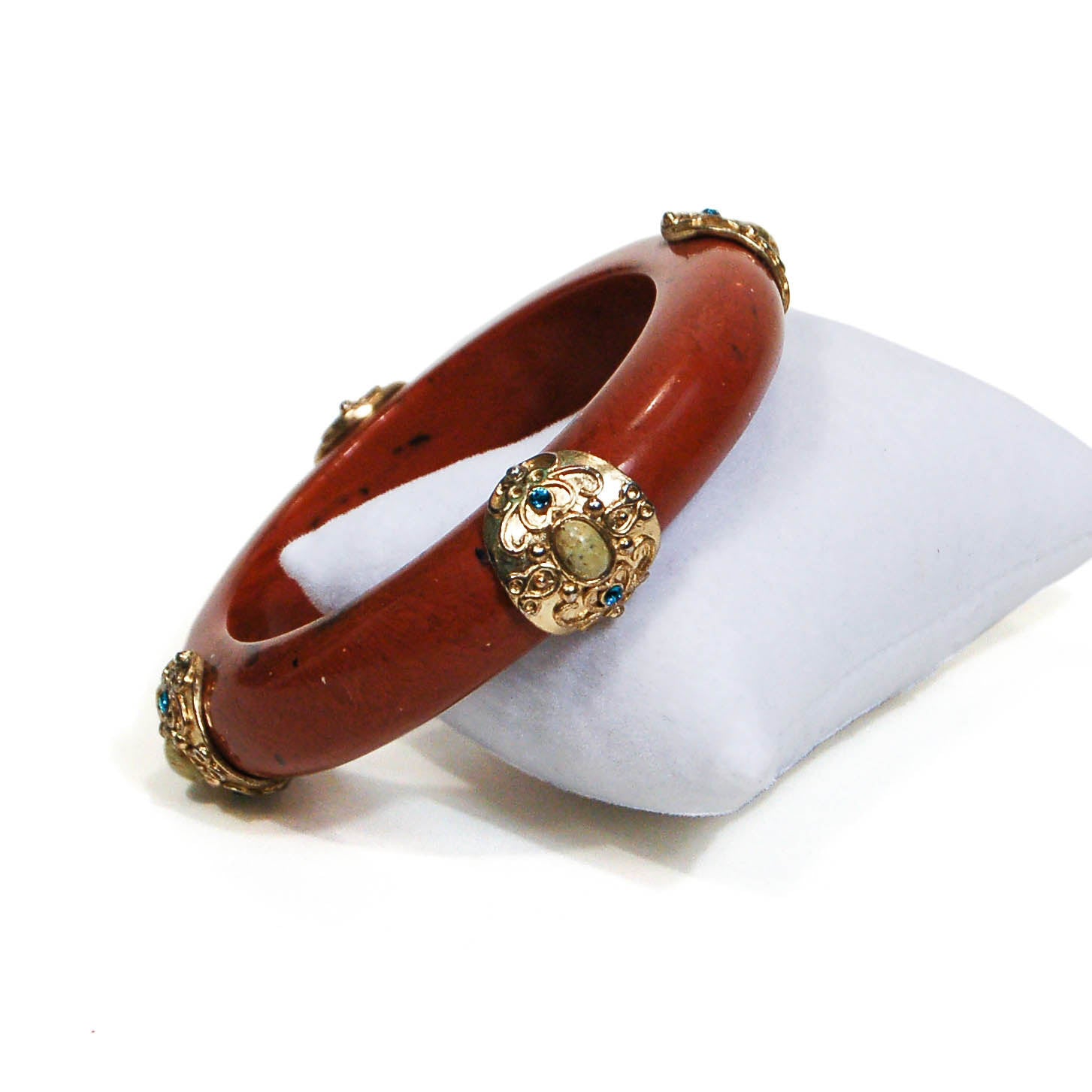 Burnt Orange Lucite Bangle Bracelet by 1970's - Vintage Meet Modern Vintage Jewelry - Chicago, Illinois - #oldhollywoodglamour #vintagemeetmodern #designervintage #jewelrybox #antiquejewelry #vintagejewelry