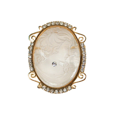 1960's Gold Tone Lucite Cameo Pendant Brooch by 1960s Vintage - Vintage Meet Modern Vintage Jewelry - Chicago, Illinois - #oldhollywoodglamour #vintagemeetmodern #designervintage #jewelrybox #antiquejewelry #vintagejewelry