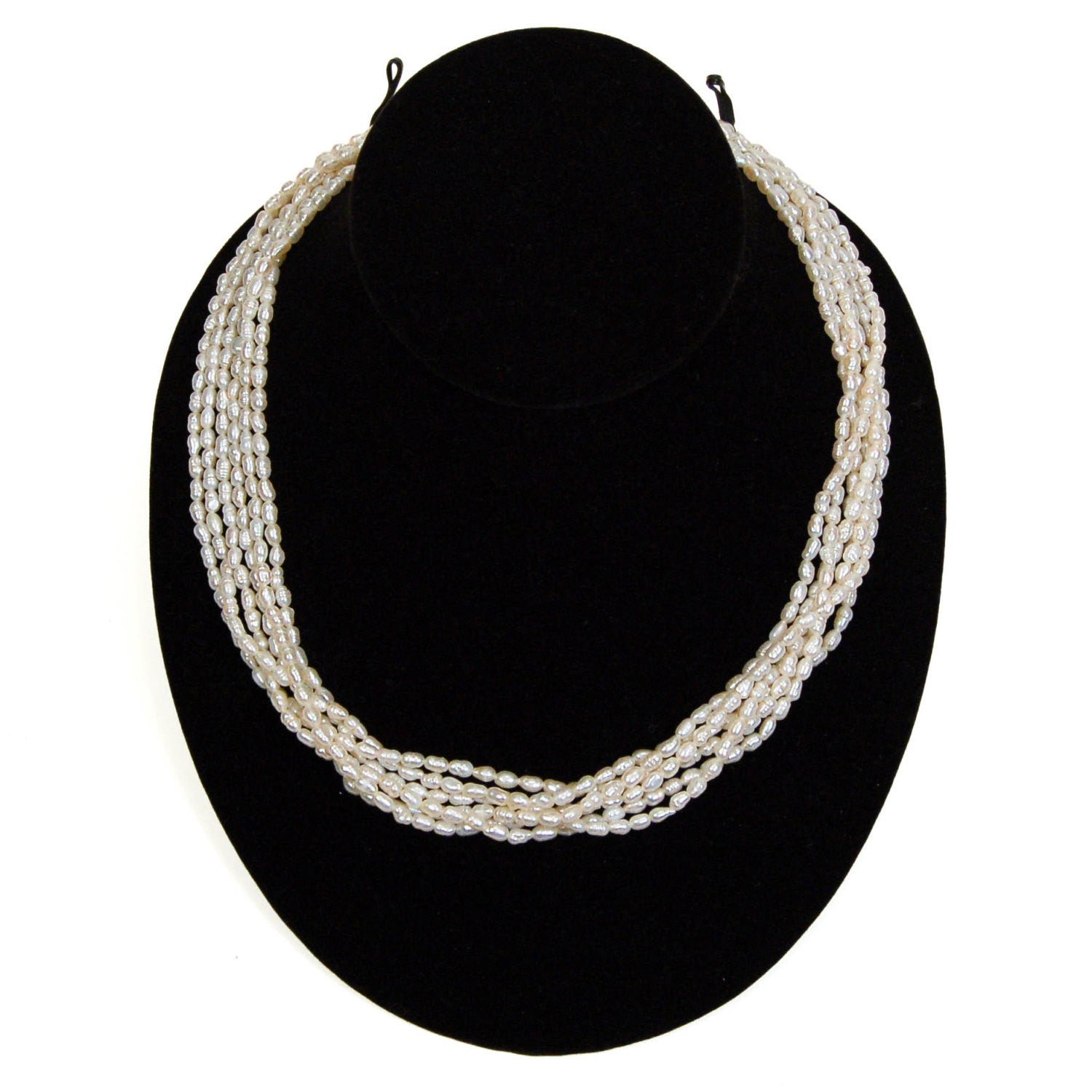 Freshwater Pearl, Multi Strand Torsade Necklace, Gold Clasp, Vintage Fine Jewelry, Wedding, Bridal by 1980s - Vintage Meet Modern Vintage Jewelry - Chicago, Illinois - #oldhollywoodglamour #vintagemeetmodern #designervintage #jewelrybox #antiquejewelry #vintagejewelry