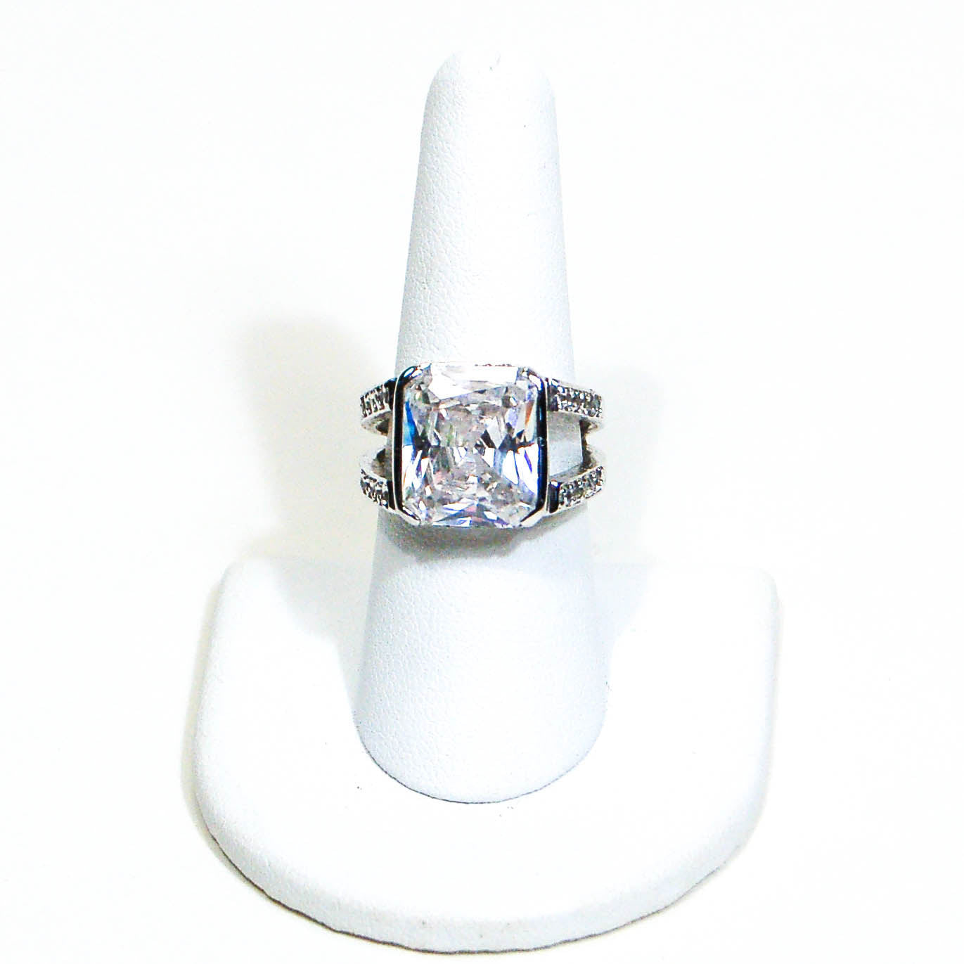 Sterling Silver Princess Cut CZ Engagement Ring by Edco by Edco - Vintage Meet Modern Vintage Jewelry - Chicago, Illinois - #oldhollywoodglamour #vintagemeetmodern #designervintage #jewelrybox #antiquejewelry #vintagejewelry