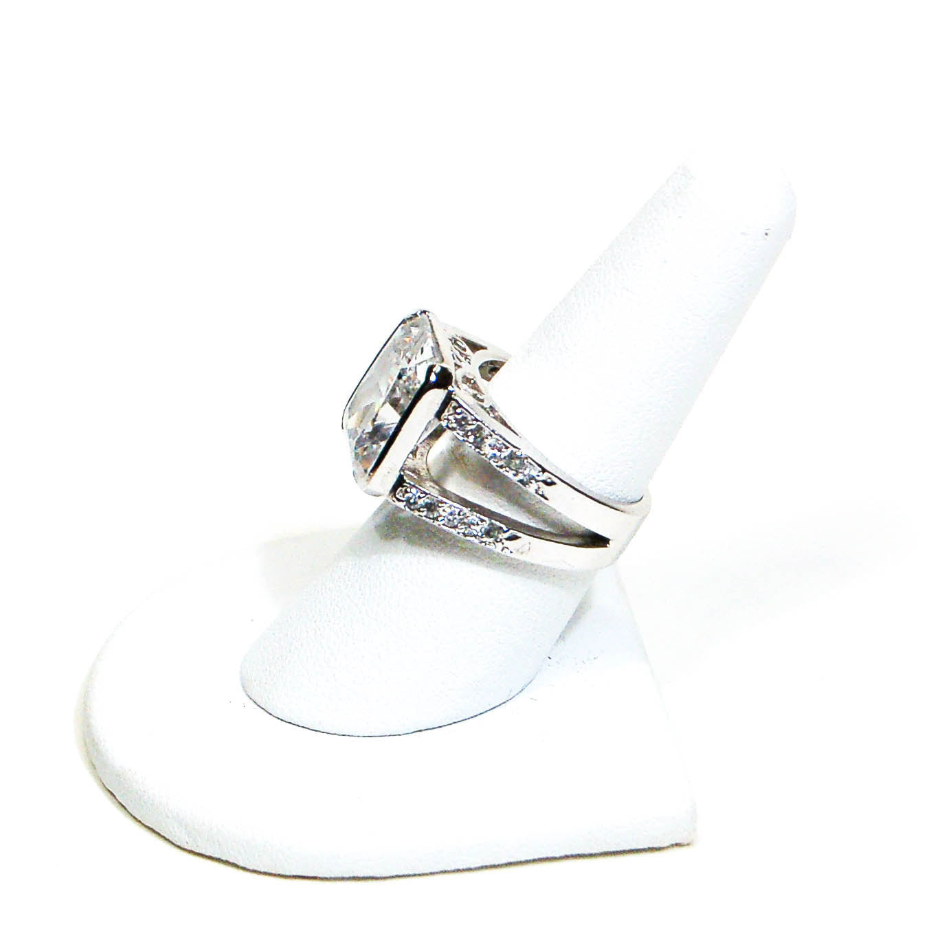 Sterling Silver Princess Cut CZ Engagement Ring by Edco by Edco - Vintage Meet Modern Vintage Jewelry - Chicago, Illinois - #oldhollywoodglamour #vintagemeetmodern #designervintage #jewelrybox #antiquejewelry #vintagejewelry