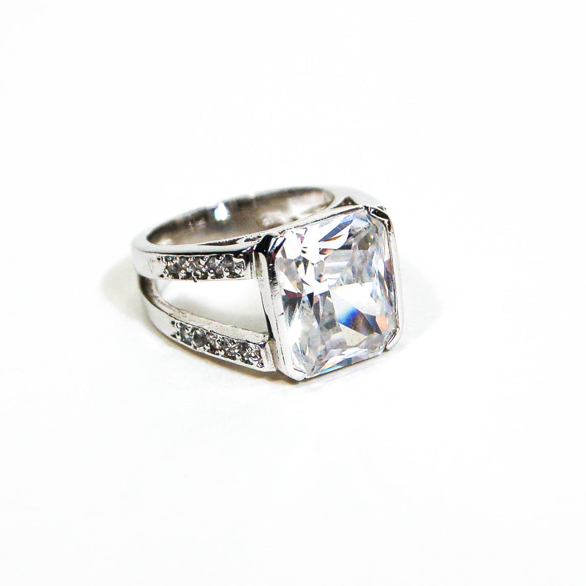 Sterling Silver Princess Cut CZ Engagement Ring by Edco