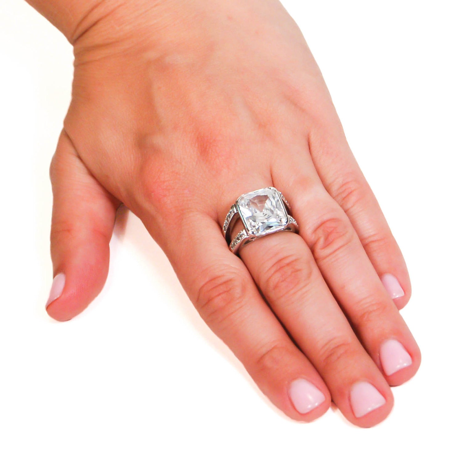 Sterling Silver Princess Cut CZ Engagement Ring by Edco by Edco - Vintage Meet Modern Vintage Jewelry - Chicago, Illinois - #oldhollywoodglamour #vintagemeetmodern #designervintage #jewelrybox #antiquejewelry #vintagejewelry