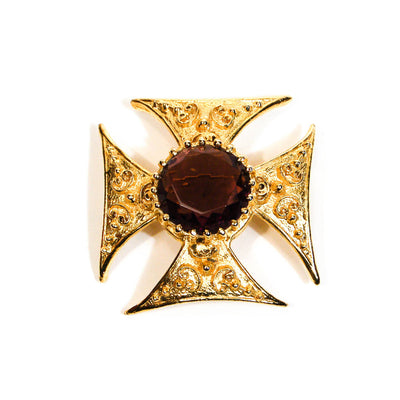 1960's Maltese Cross Brooch with Amethyst Rhinestone Center by 1960s Vintage - Vintage Meet Modern Vintage Jewelry - Chicago, Illinois - #oldhollywoodglamour #vintagemeetmodern #designervintage #jewelrybox #antiquejewelry #vintagejewelry