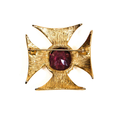 1960's Maltese Cross Brooch with Amethyst Rhinestone Center by 1960s Vintage - Vintage Meet Modern Vintage Jewelry - Chicago, Illinois - #oldhollywoodglamour #vintagemeetmodern #designervintage #jewelrybox #antiquejewelry #vintagejewelry