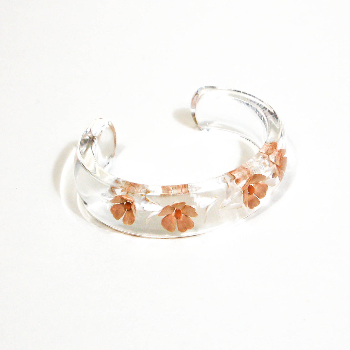 1970's Floral Peach Lucite Cuff Bracelet