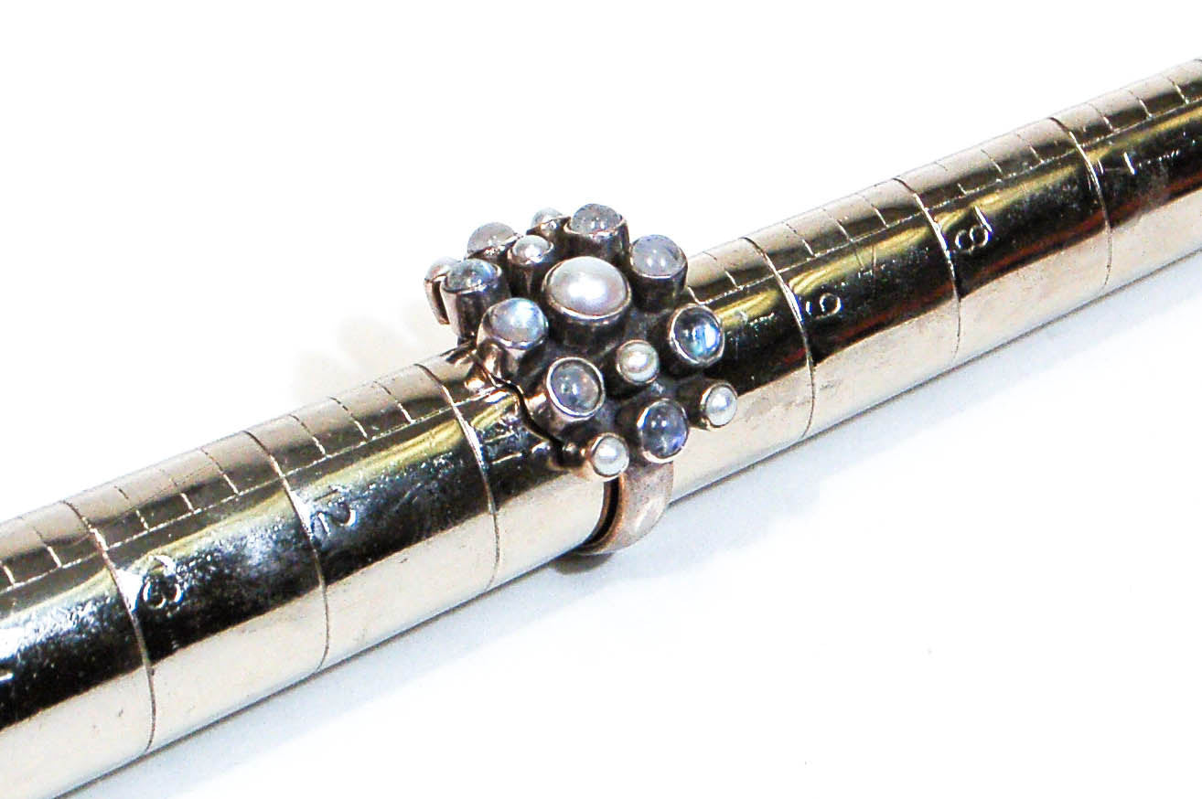 Moonstone and Pearl Statement Ring, Nicky Butler, Wide Band, Snake Eyes, Sterling Silver, Designer Jewelry, Size 10 by Nicky Butler - Vintage Meet Modern Vintage Jewelry - Chicago, Illinois - #oldhollywoodglamour #vintagemeetmodern #designervintage #jewelrybox #antiquejewelry #vintagejewelry