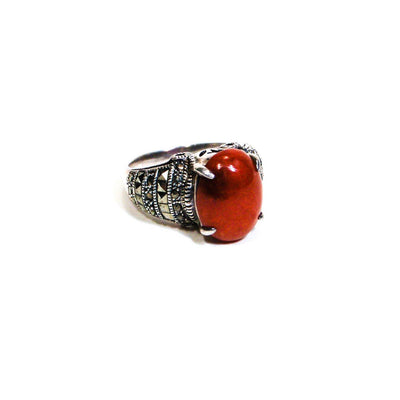 Carnelian and Marcasite Ring by Carnelian and Marcasite - Vintage Meet Modern Vintage Jewelry - Chicago, Illinois - #oldhollywoodglamour #vintagemeetmodern #designervintage #jewelrybox #antiquejewelry #vintagejewelry