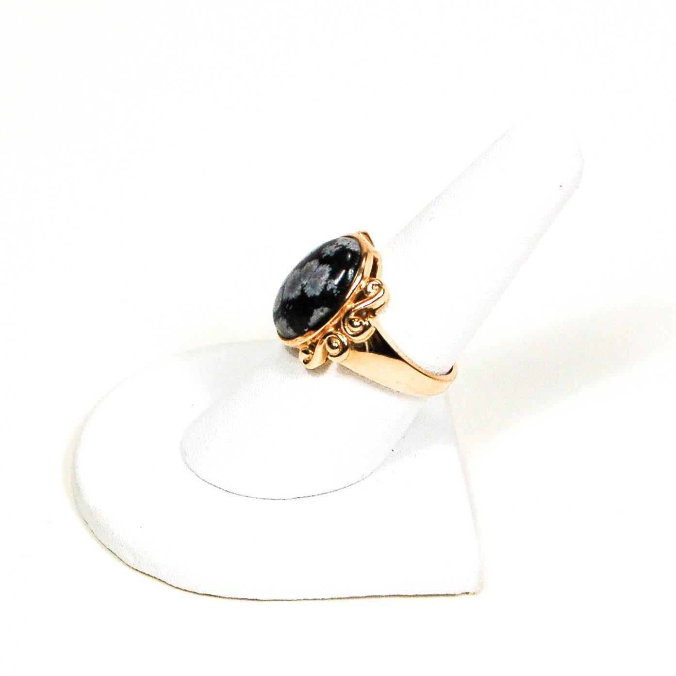 Speckled Jasper Ring Set In Gold Tone by Unsigned Beauty - Vintage Meet Modern Vintage Jewelry - Chicago, Illinois - #oldhollywoodglamour #vintagemeetmodern #designervintage #jewelrybox #antiquejewelry #vintagejewelry