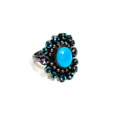 Sterling Silver Turquoise and Amethyst Ring by Nicky Butler by Nicky Butler - Vintage Meet Modern Vintage Jewelry - Chicago, Illinois - #oldhollywoodglamour #vintagemeetmodern #designervintage #jewelrybox #antiquejewelry #vintagejewelry