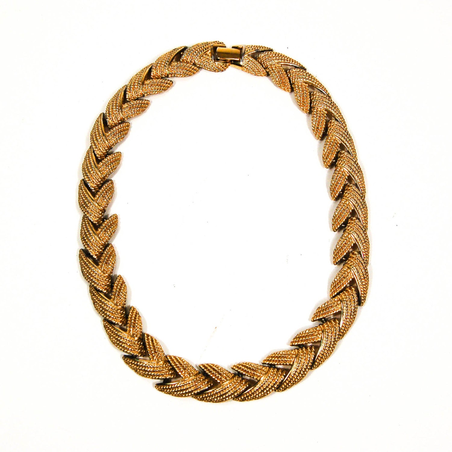 Textured Chevron Gold Collar Necklace by Napier by Napier - Vintage Meet Modern Vintage Jewelry - Chicago, Illinois - #oldhollywoodglamour #vintagemeetmodern #designervintage #jewelrybox #antiquejewelry #vintagejewelry