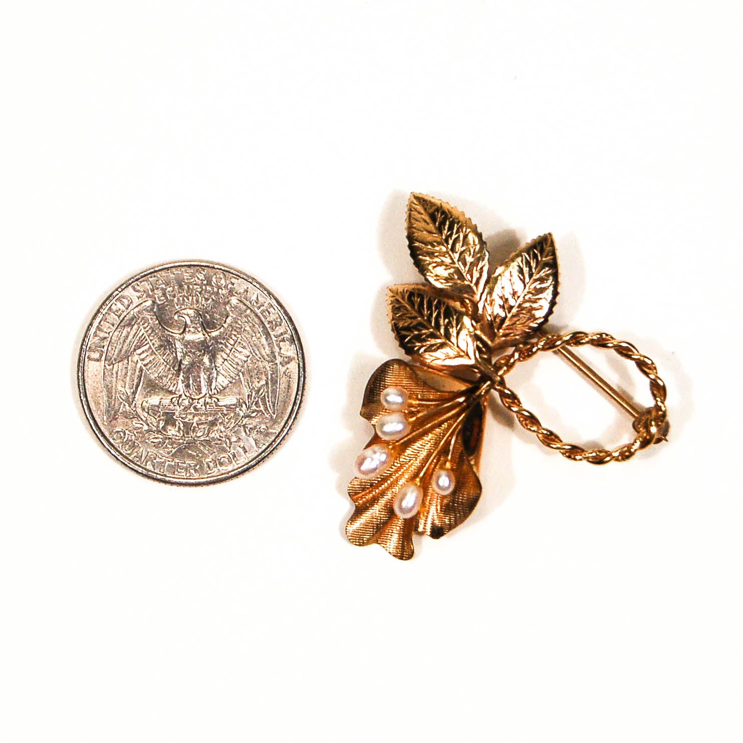 1940's Gold and Cultured Pearl Lily Brooch by 1940's - Vintage Meet Modern Vintage Jewelry - Chicago, Illinois - #oldhollywoodglamour #vintagemeetmodern #designervintage #jewelrybox #antiquejewelry #vintagejewelry