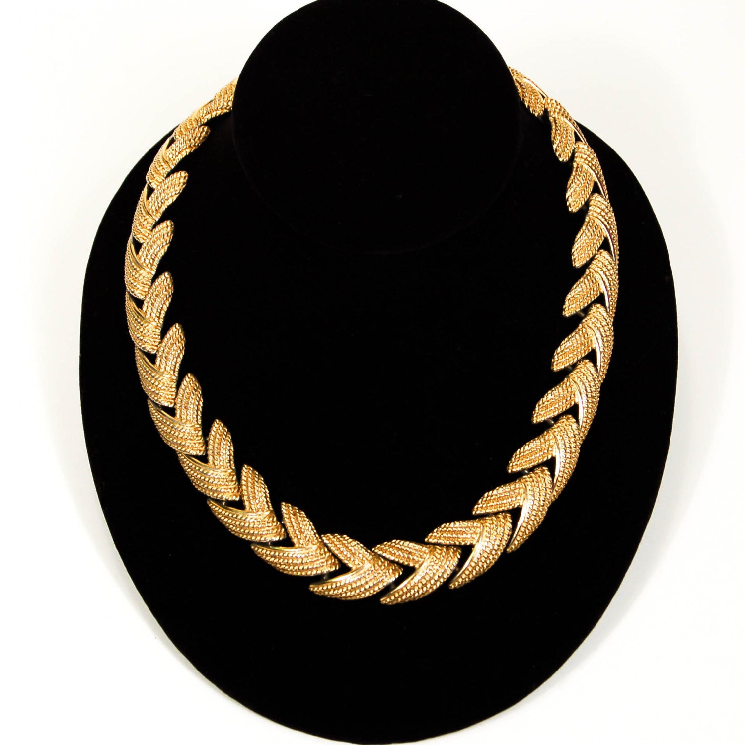 Textured Chevron Gold Collar Necklace by Napier by Napier - Vintage Meet Modern Vintage Jewelry - Chicago, Illinois - #oldhollywoodglamour #vintagemeetmodern #designervintage #jewelrybox #antiquejewelry #vintagejewelry
