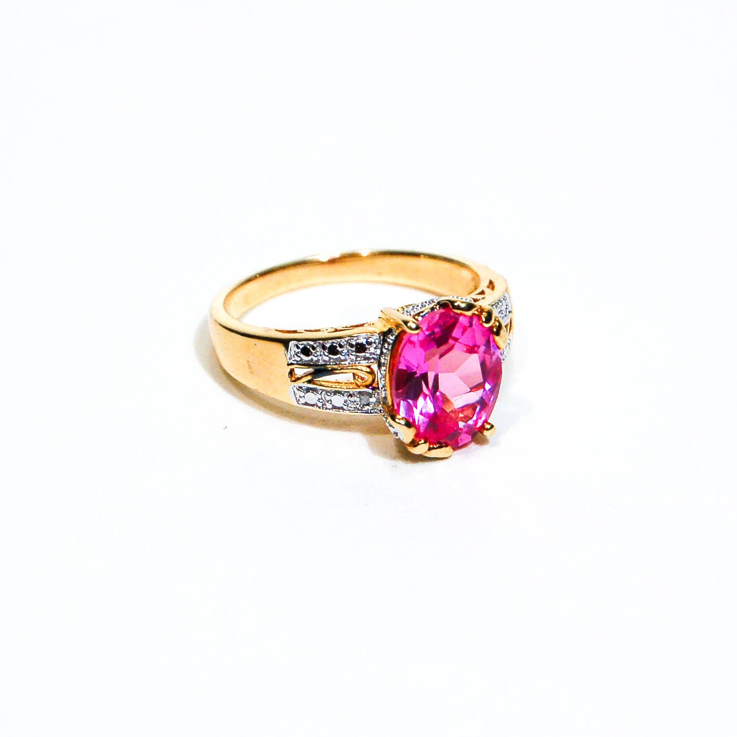 Hot Pink CZ Statement Solitaire Ring by 1980s - Vintage Meet Modern Vintage Jewelry - Chicago, Illinois - #oldhollywoodglamour #vintagemeetmodern #designervintage #jewelrybox #antiquejewelry #vintagejewelry