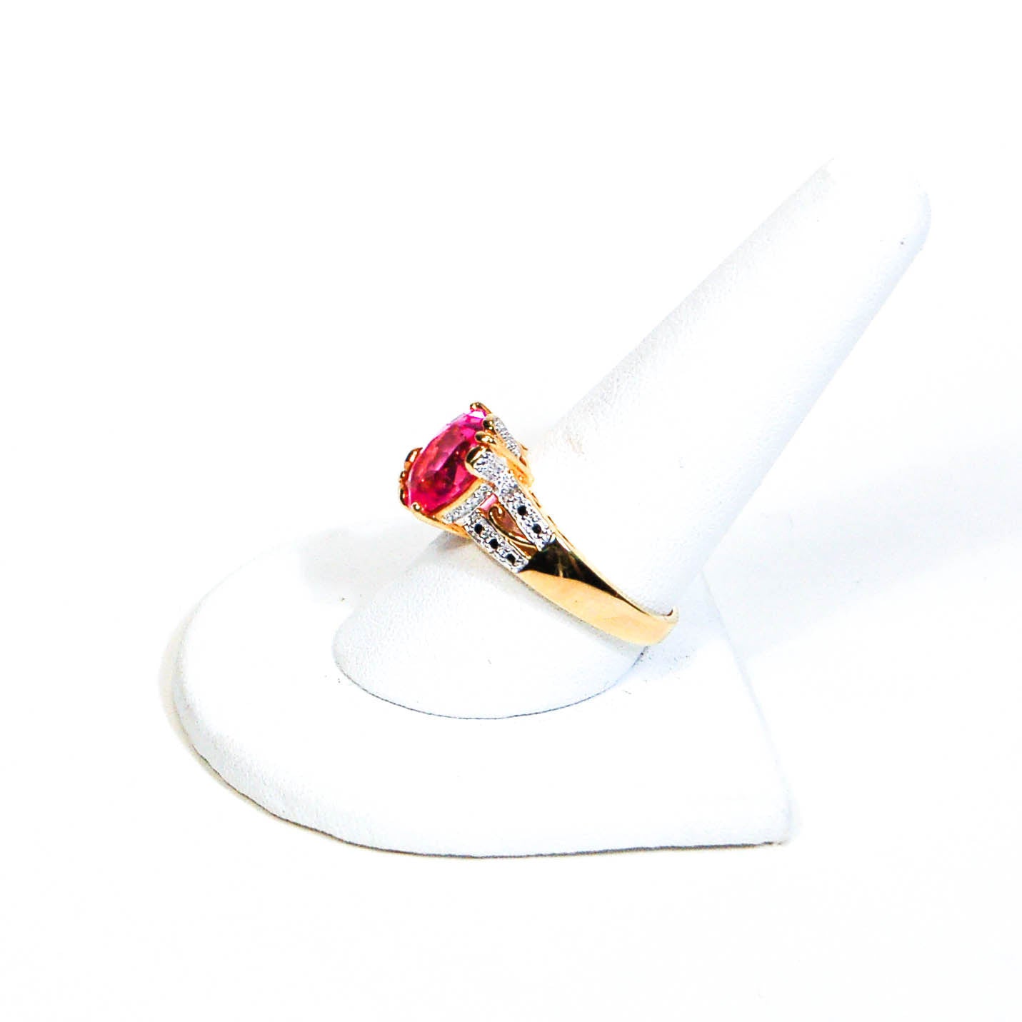 Hot Pink CZ Statement Solitaire Ring by 1980s - Vintage Meet Modern Vintage Jewelry - Chicago, Illinois - #oldhollywoodglamour #vintagemeetmodern #designervintage #jewelrybox #antiquejewelry #vintagejewelry