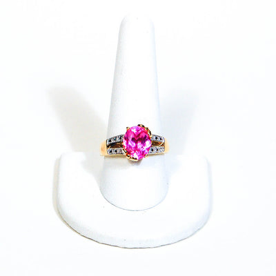 Hot Pink CZ Statement Solitaire Ring by 1980s - Vintage Meet Modern Vintage Jewelry - Chicago, Illinois - #oldhollywoodglamour #vintagemeetmodern #designervintage #jewelrybox #antiquejewelry #vintagejewelry