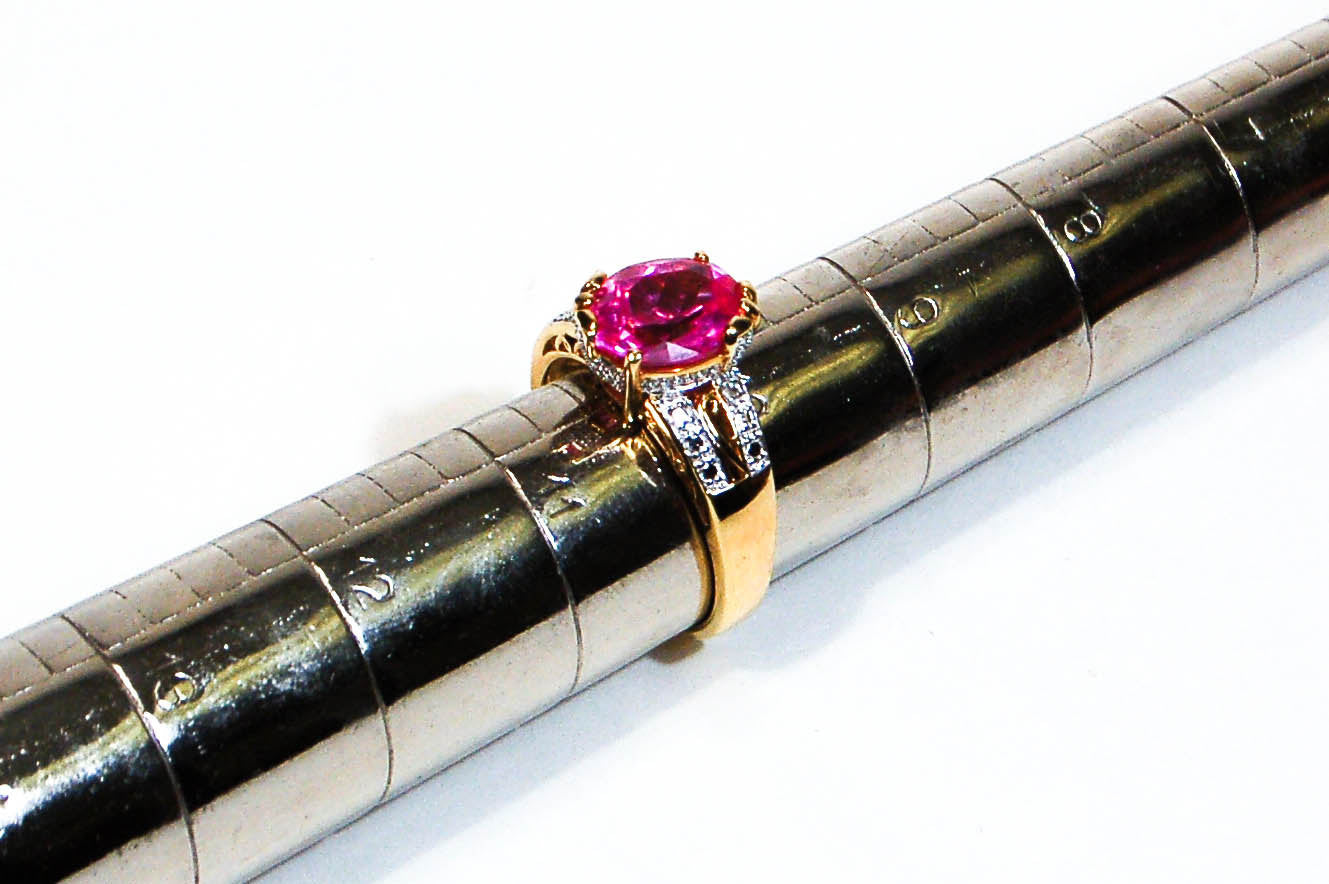 Hot Pink CZ Statement Solitaire Ring by 1980s - Vintage Meet Modern Vintage Jewelry - Chicago, Illinois - #oldhollywoodglamour #vintagemeetmodern #designervintage #jewelrybox #antiquejewelry #vintagejewelry