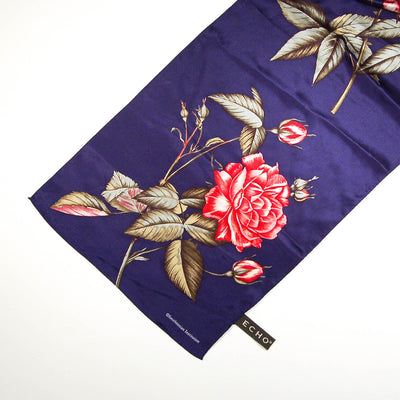 Blue Silk Scarf with Red Roses by Echo by Echo - Vintage Meet Modern Vintage Jewelry - Chicago, Illinois - #oldhollywoodglamour #vintagemeetmodern #designervintage #jewelrybox #antiquejewelry #vintagejewelry