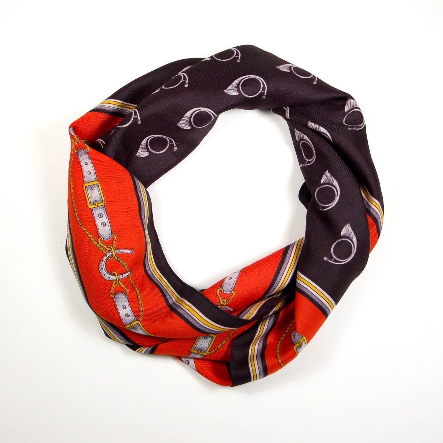 1980's Scarf with French Horn Design by 1980s - Vintage Meet Modern Vintage Jewelry - Chicago, Illinois - #oldhollywoodglamour #vintagemeetmodern #designervintage #jewelrybox #antiquejewelry #vintagejewelry