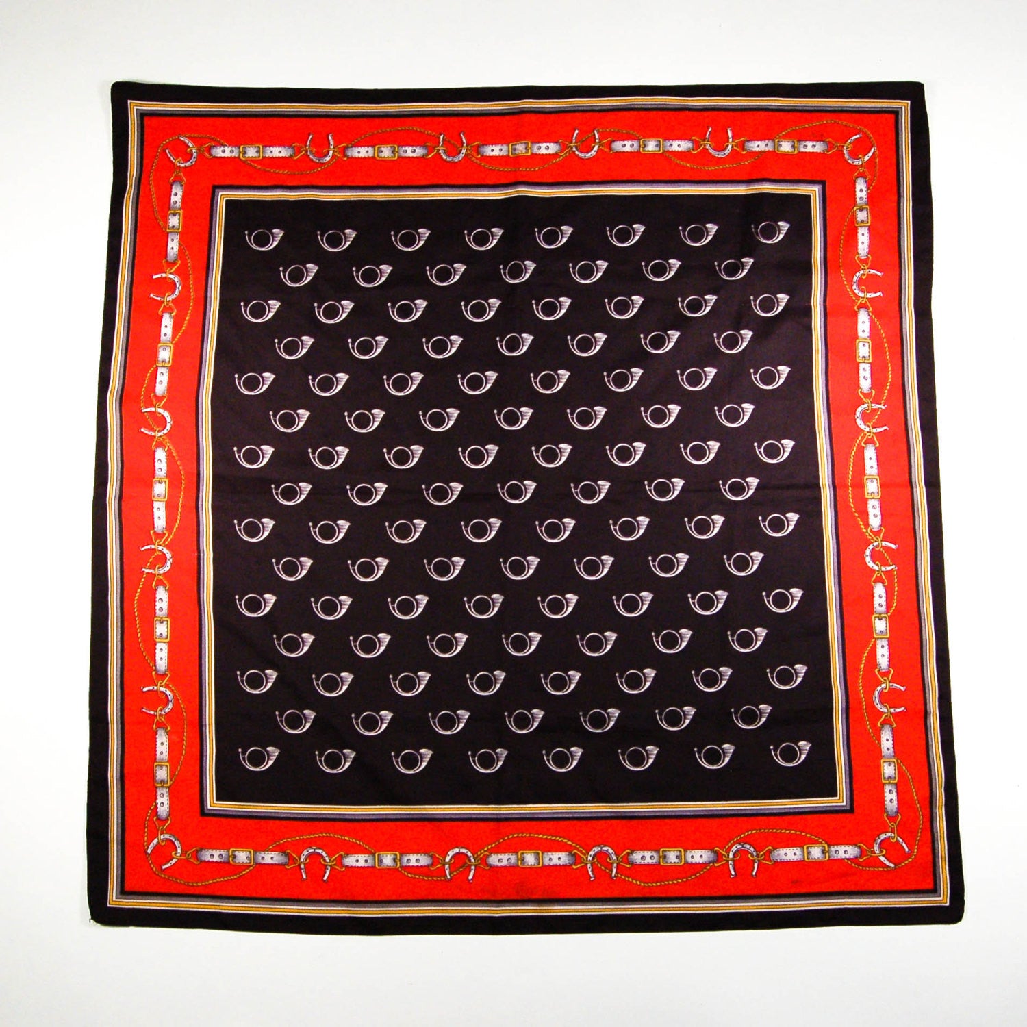 1980's Scarf with French Horn Design by 1980s - Vintage Meet Modern Vintage Jewelry - Chicago, Illinois - #oldhollywoodglamour #vintagemeetmodern #designervintage #jewelrybox #antiquejewelry #vintagejewelry