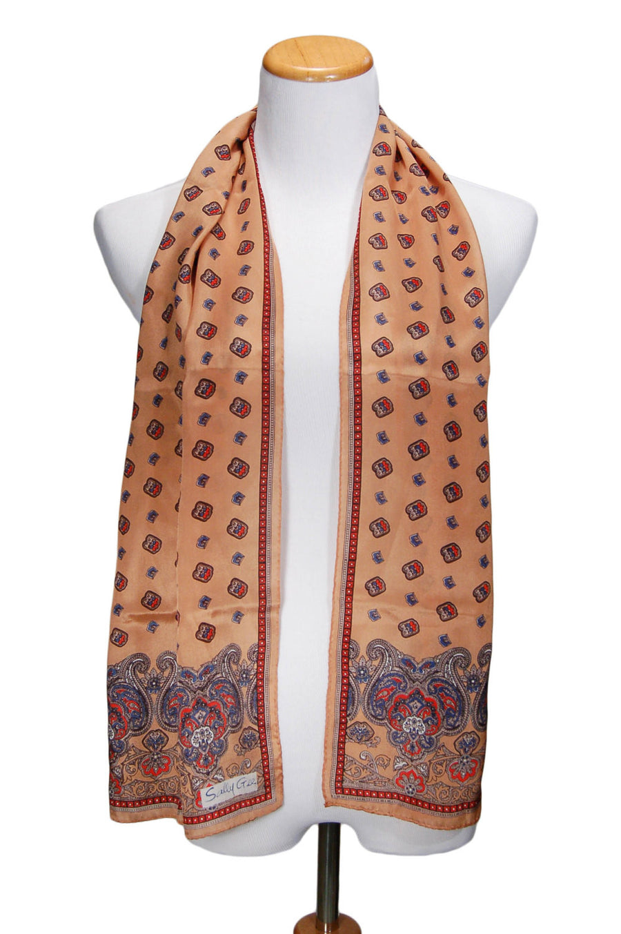 Earth Tone Paisley Silk Scarf by Sally Gee by Sally Gee - Vintage Meet Modern Vintage Jewelry - Chicago, Illinois - #oldhollywoodglamour #vintagemeetmodern #designervintage #jewelrybox #antiquejewelry #vintagejewelry